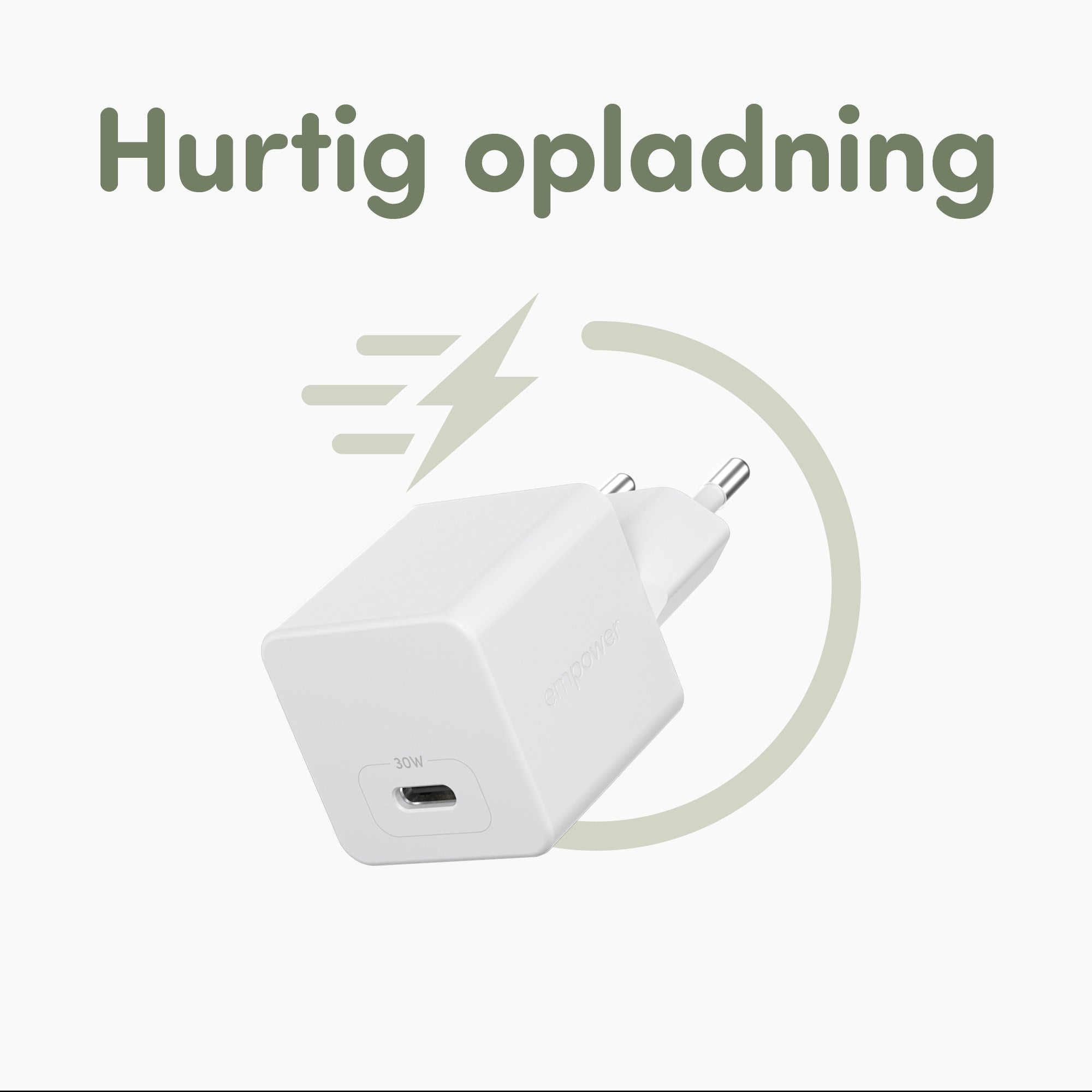 empower™ by PanzerGlass® Turbo 30W Oplader Single USB-C | EU Stik | Silver White